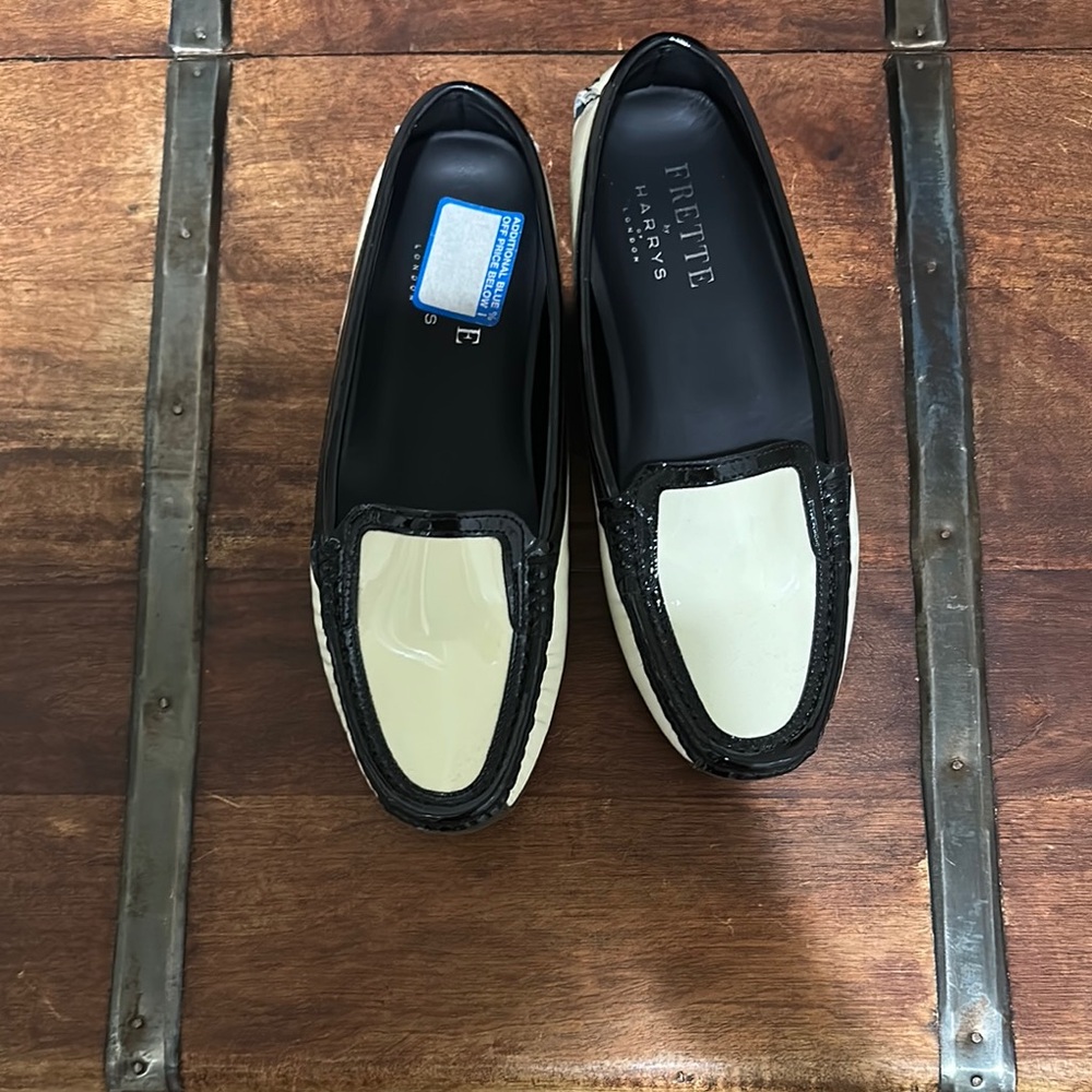 Frette by Harry’s of London Black and White Patent Leather Loafers